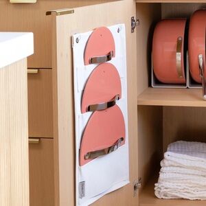 Caraway Hanging Pot Lid Organizer for Cabinets with Hooks